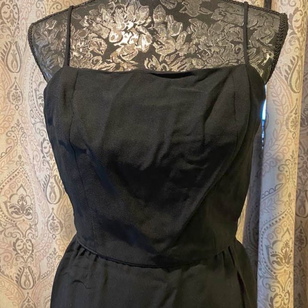 Vintage Sexy Black Contour Dress with Spaghetti Straps, 11